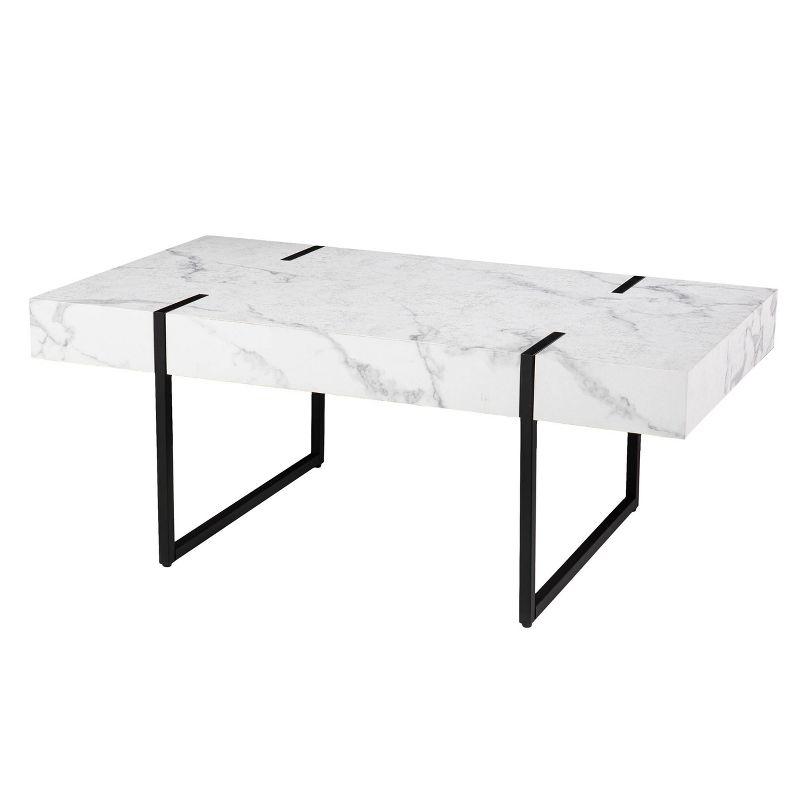 Wennan Modern Faux Marble Cocktail Table Black/White - Aiden Lane: Chic, Rectangular, Loop Leg Design