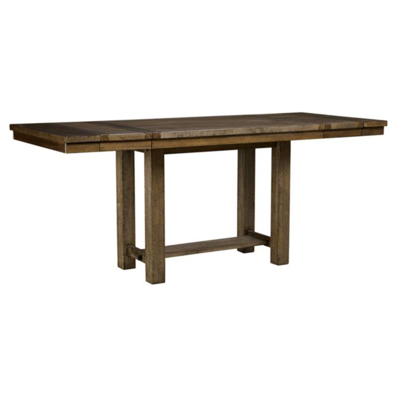 Transitional Nutmeg Brown Extendable Counter Height Dining Table