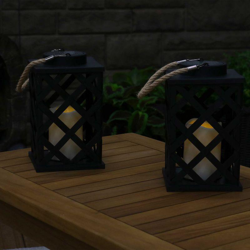 Longshore Tides Grau 9.25'' Solar Powered Integrated LED Outdoor Lantern (Set of 2)