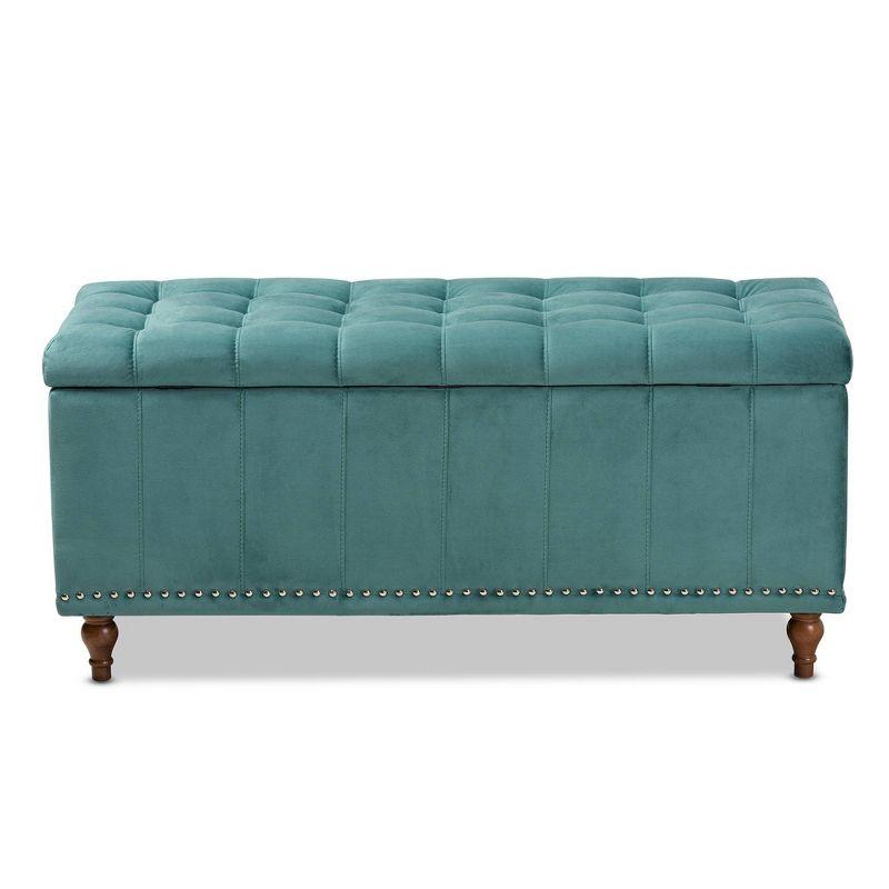 Kaylee Velvet Upholstered Button Tufted Ottoman Bench with Interior Storage - Baxton Studio