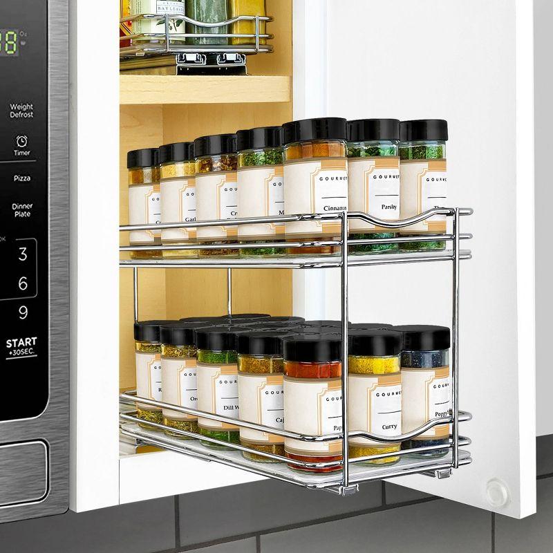 LYNK PROFESSIONAL® Pull Out Spice Rack Organizer for Cabinet - 2 Tier, Chrome