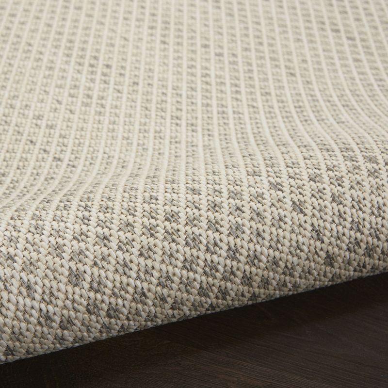 Nourison 5' x 5' Courtyard Modern Easy Care Flatweave Indoor Outdoor Round Rug Ivory/Silver