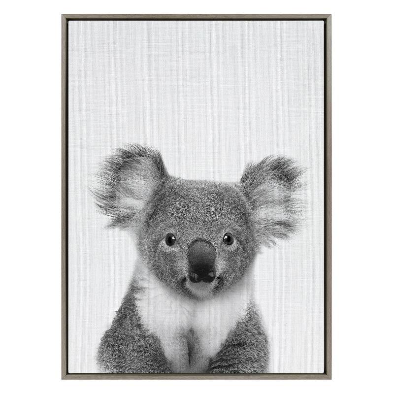 Sylvie Koala And Portrait By Simon Te Tai Framed Wall Canvas - Kate & Laurel