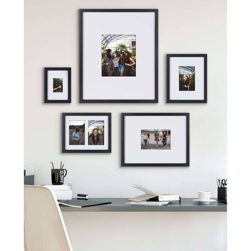 5pc Gallery Frame Box Set Transitional Black - Kate & Laurel All Things Decor: Modern MDF Wall Display, 6 Photo Capacity, Glass Glazing