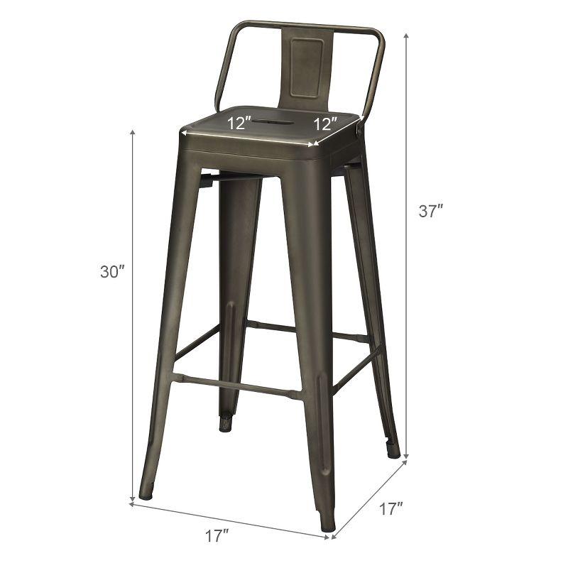 Costway Set of 4 Metal Bar Stools 30'' Bar Height Barstools Industrial W/ Low Back  Steel