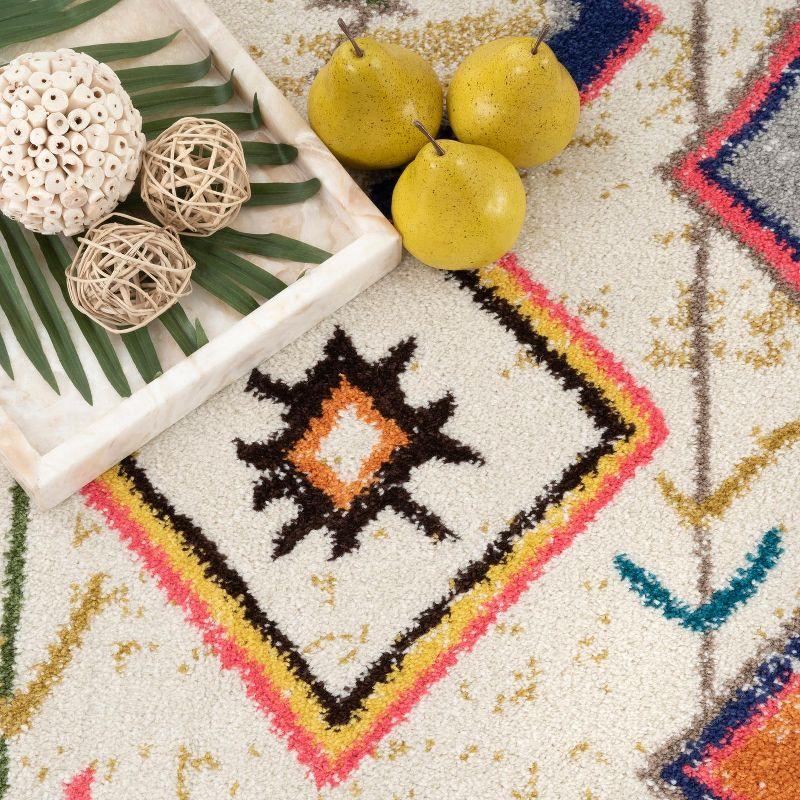 Reversible Moroccan-Inspired 4' x 6' Multicolor Synthetic Rug