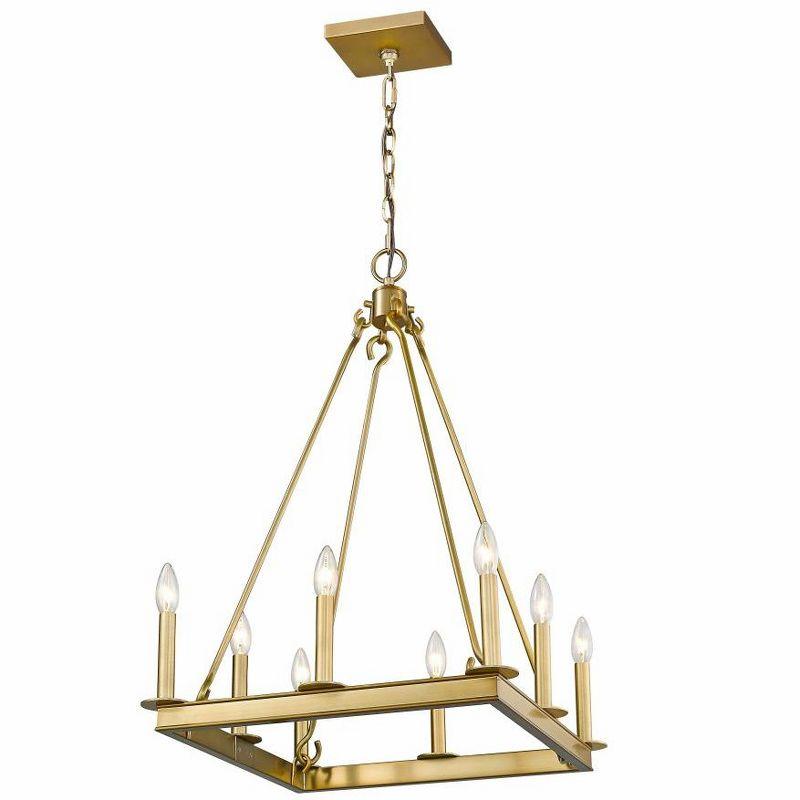 Olde Brass Square Candle-Inspired 8-Light Chandelier