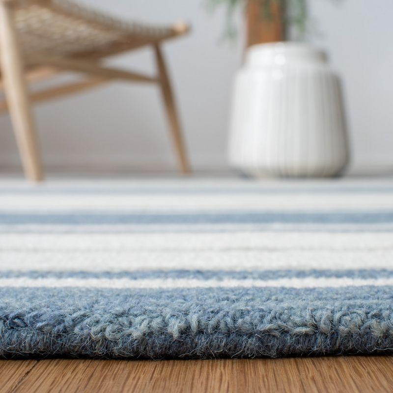 Handmade Blue and White Wool Square Area Rug