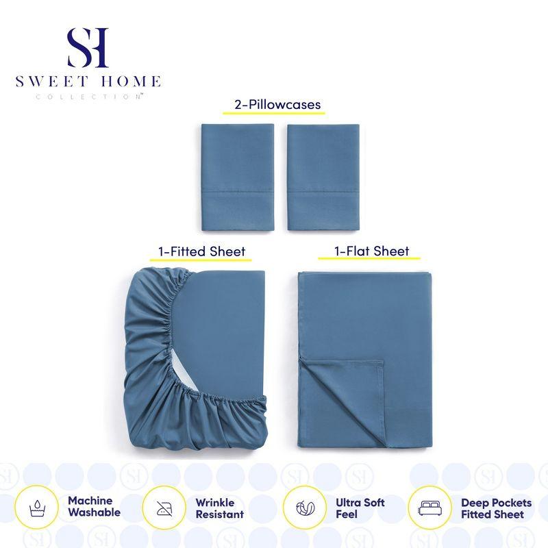 Sweet Home Collection Luxurious Soft Microfiber Sheet Set with Bonus Pillowcases