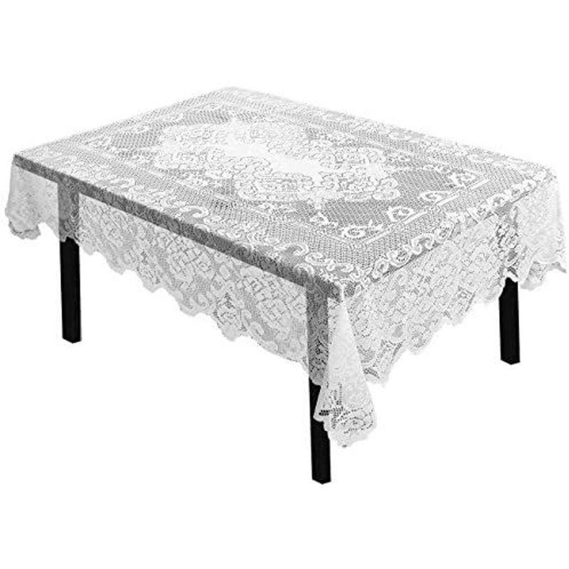 Juvale White Lace Tablecloth for Rectangular Tables, Vintage-Style for Wedding Reception, Dinner Party, Baby Shower, Tea Party Decorations, 54x72 in