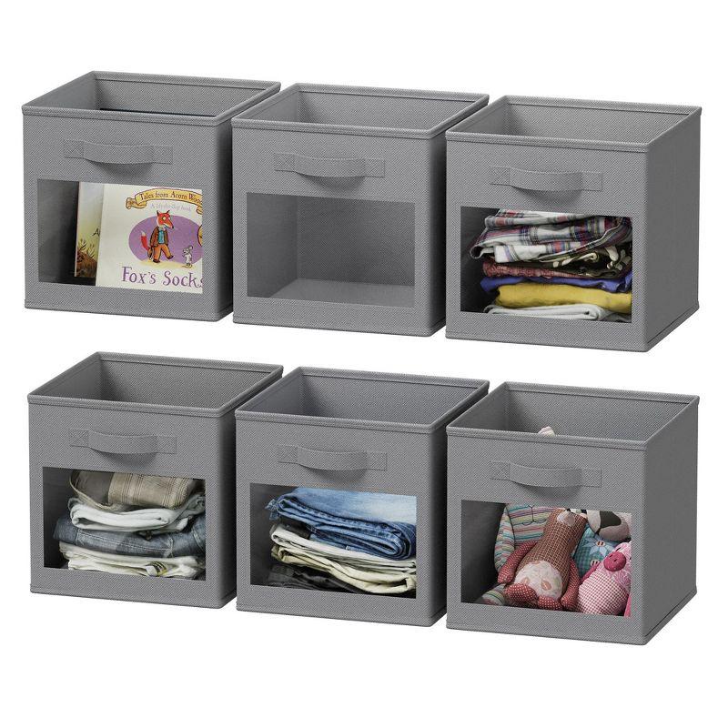 SpaceAid 6 Foldable Storage Cubes with Clear Windows, 11-Inch Fabric Bins for Closet, Cubby Shelf, or Cube Storage Organizer
