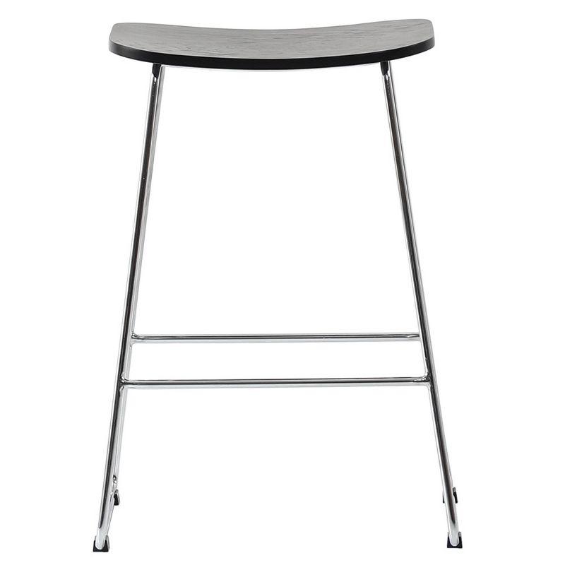 LeisureMod Melrose Modern Wood Counter Stool with Iron Frame and Footrest Set of 2