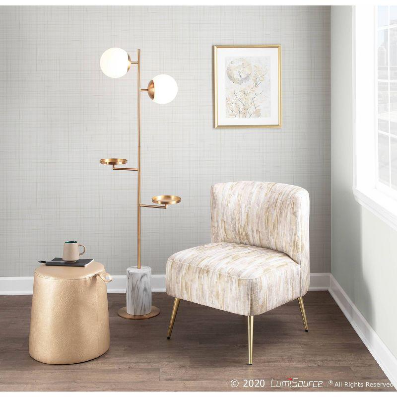 Fran Contemporary Upholstered Slipper Chair Gold/Light Brown - LumiSource: Modern Metal Frame, Polyester, Spot Clean