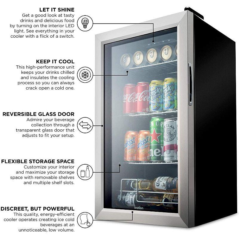 Ivation 101 Can Mini Fridge, Small Adjustable Beverage Refrigerator