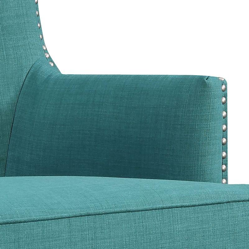 Picket House Furnishings Karson High Back Upholstered Chair Teal: Occasional Slipper Chair, Polyester Fabric, Wood Legs