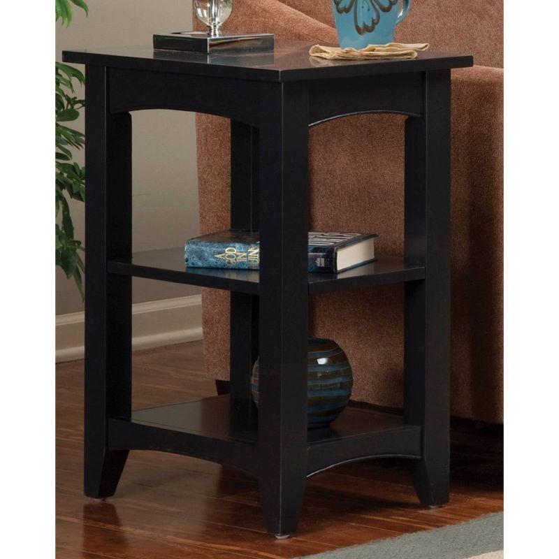 Cottage Charm Black Wood Dual-Shelf End Table