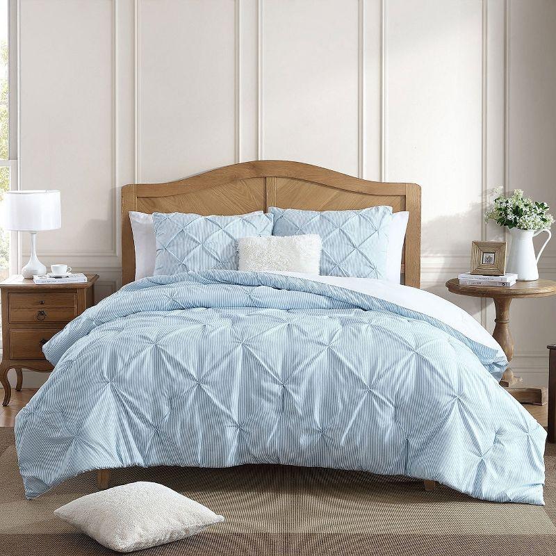 Swift Home | Striped Pintuck 2-Piece Comforter Set Rose Twin/Twin XL