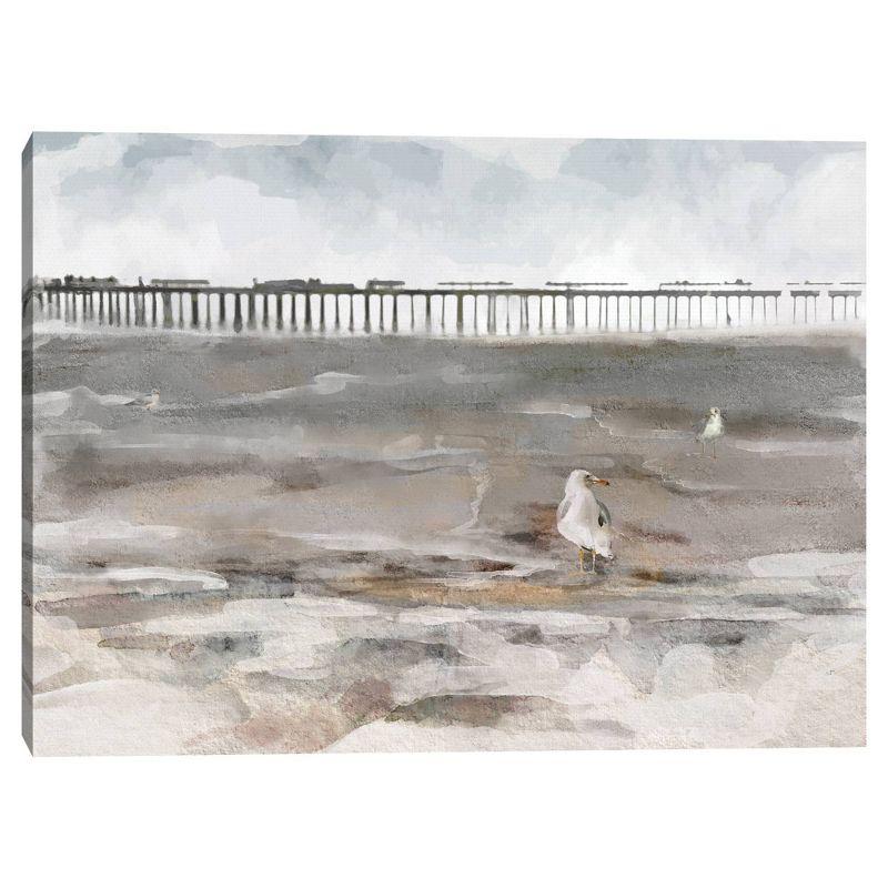 30" x 40" Along the Pier by Studio Arts Unframed Wall Canvas - Masterpiece Art Gallery: Modern Seascape Art for Home Decor