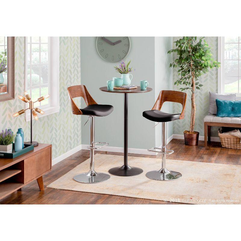 LumiSource Set of 2 Valencia Mid-Century Modern Adjustable Barstools Black: Swivel, Faux Leather Upholstery, Metal Legs