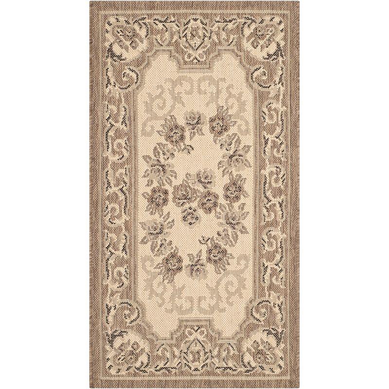 Courtyard CY7208 Power Loomed Indoor/Outdoor Accent Rug - Creme/Brown - 2'x3'7" - Safavieh.