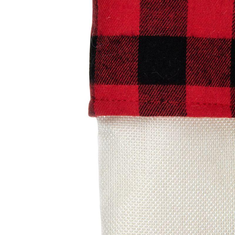 Northlight 20" Cream White, Red, and Black Buffalo Plaid Tree Christmas Stocking