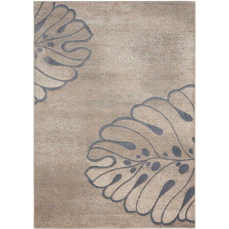 Handmade Beige Floral Synthetic 5' x 7' Area Rug