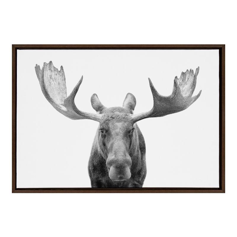 Kate & Laurel All Things Decor Sylvie Moose Black and White Framed Wall Art by Amy Peterson Art Studio Brown