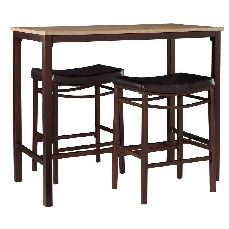 Rustic Blonde and Black 3-Piece Pub Dining Set