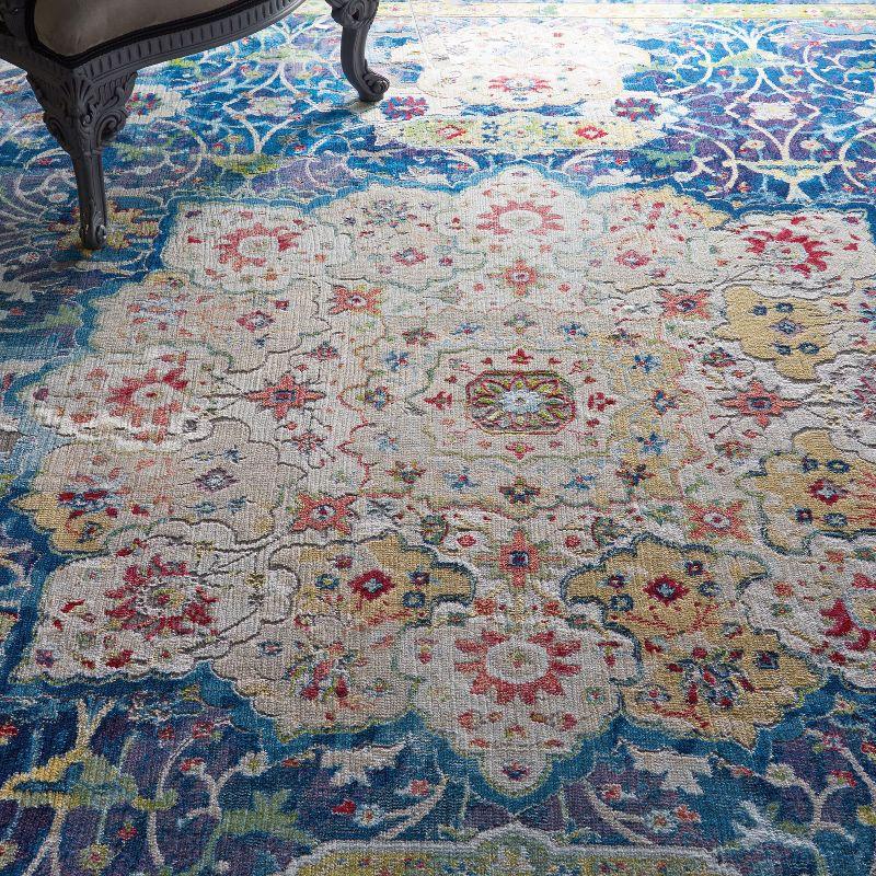 Global Vintage GLB03 Blue Area Rug Oushak Vintage Center Medallion By Nourison