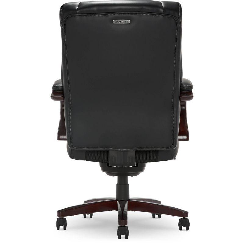 La-Z-Boy La-Z-Boy Bellamy Executive Office Chair with Memory Foam Cushions, Real Wood Arms and Swivel Base, Waterfall Seat Edge, Faux Bonded Leather