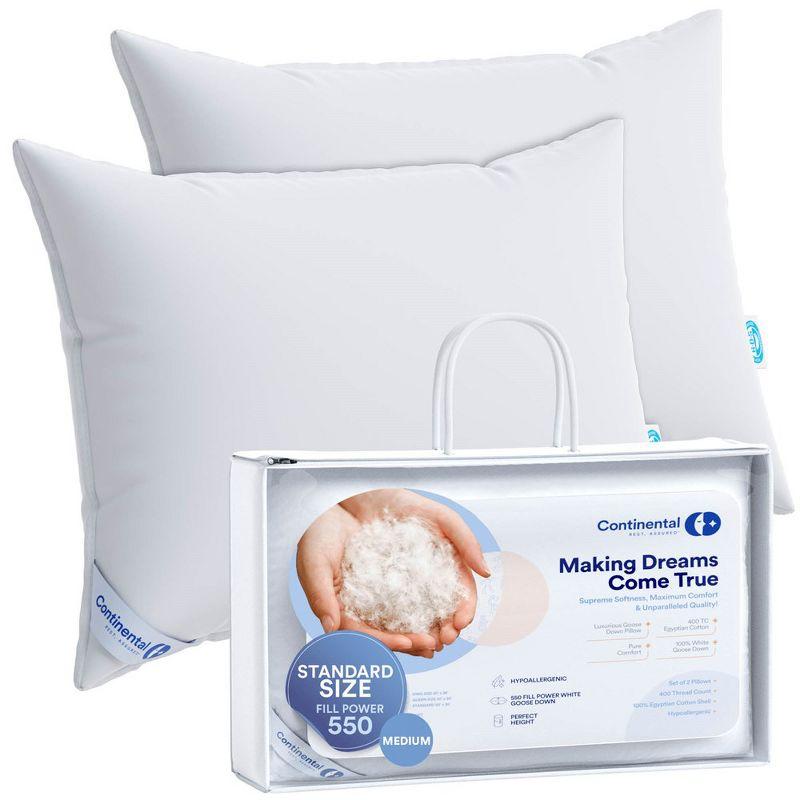 ContinentalBedding Premium Medium Down Bed Pillow (Set of 2)