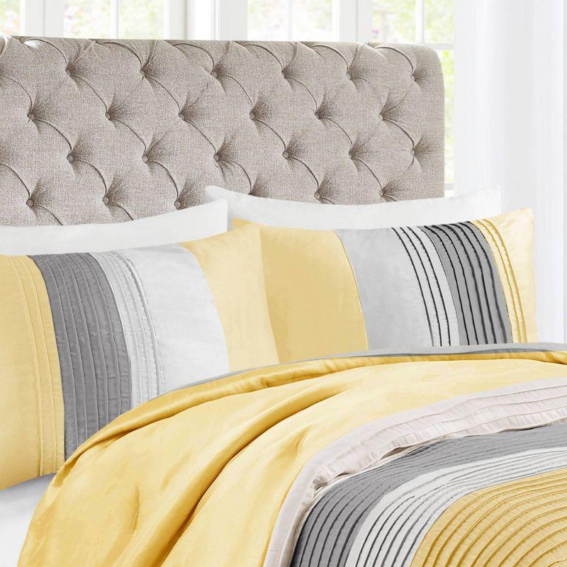 Amherst 7 Piece Striped and Pleated Comforter Set