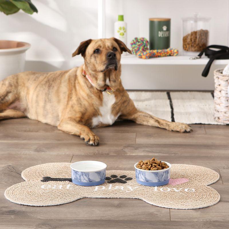 Bone Dry Pet Bowl - Blue Marble - Small 4.25Dx2H Set/2