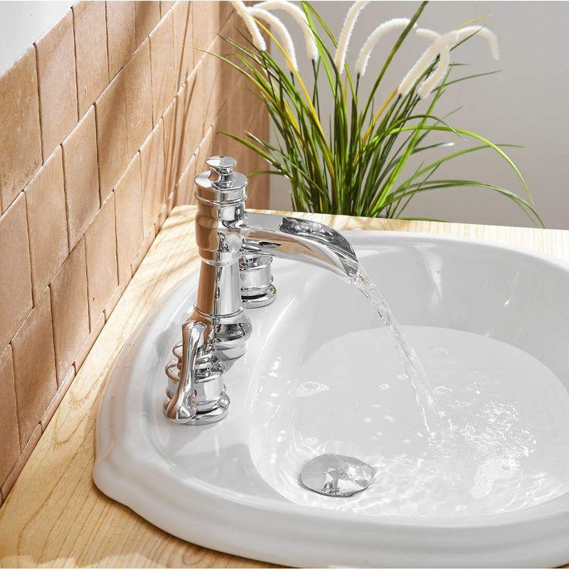 BWE 8 in. Waterfall Widespread 2-Handle Bathroom Faucet With Pop-up Drain Assembly in Spot Resist