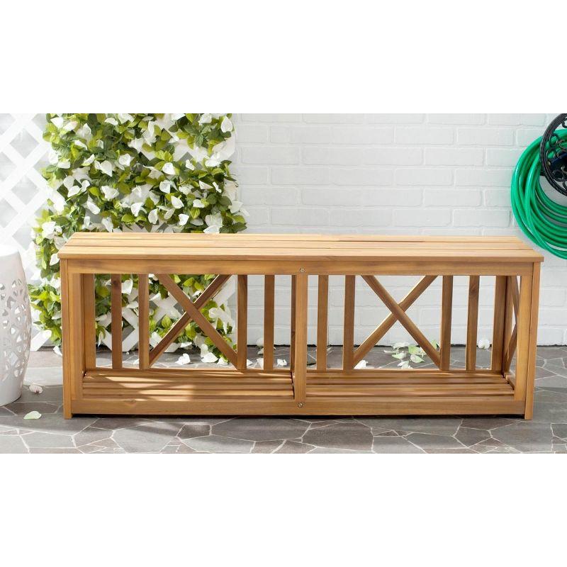 Transitional 51'' Natural Brown Acacia Outdoor Storage Bench