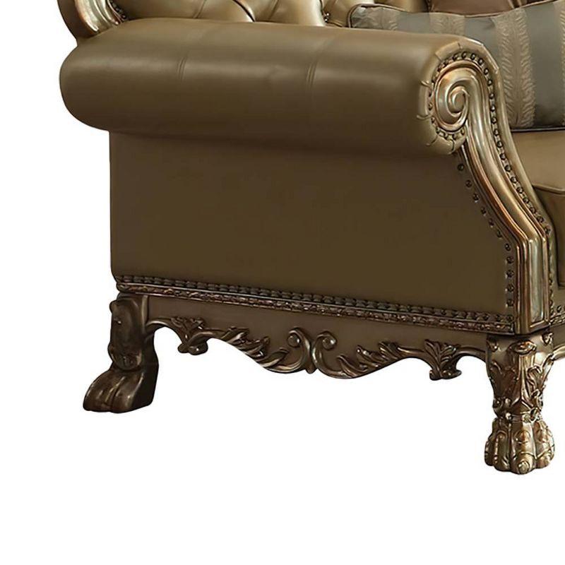 45" Dresden Accent Chair Bone Synthetic Leather/Gold Patina Finish - Acme Furniture: Tufted, No Assembly Required