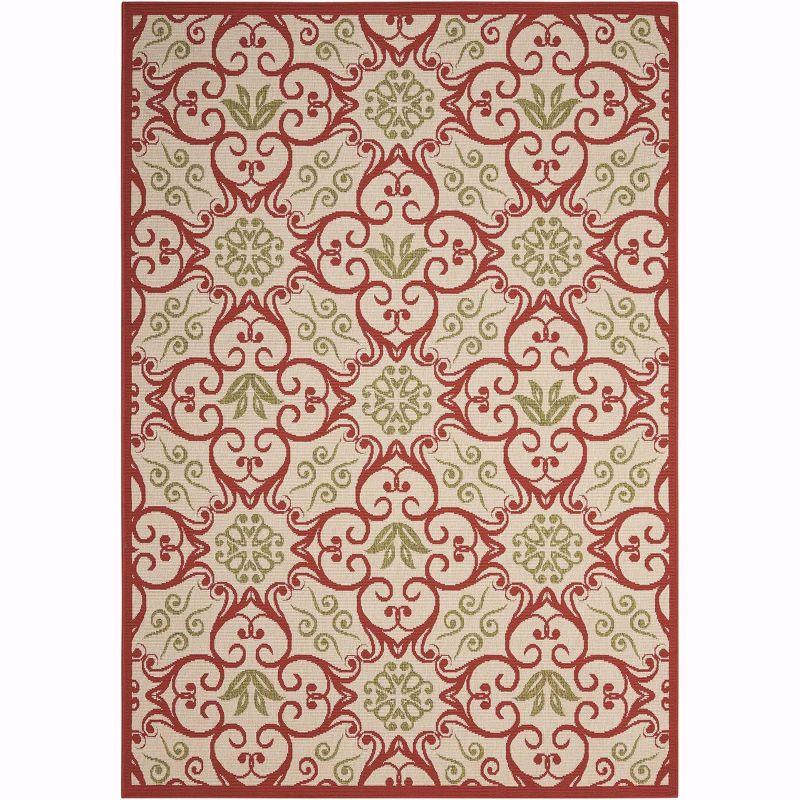 Ivory and Rust Reversible Synthetic 4' x 6' Area Rug