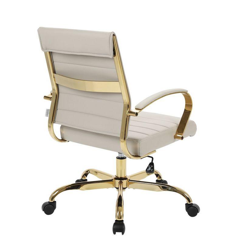 Everly Quinn Naudain Leather Office Chair – Modern Executive Swivel Task Chair with Wheels, Adjustable Height & Padded Arms for Desk or Conference Room