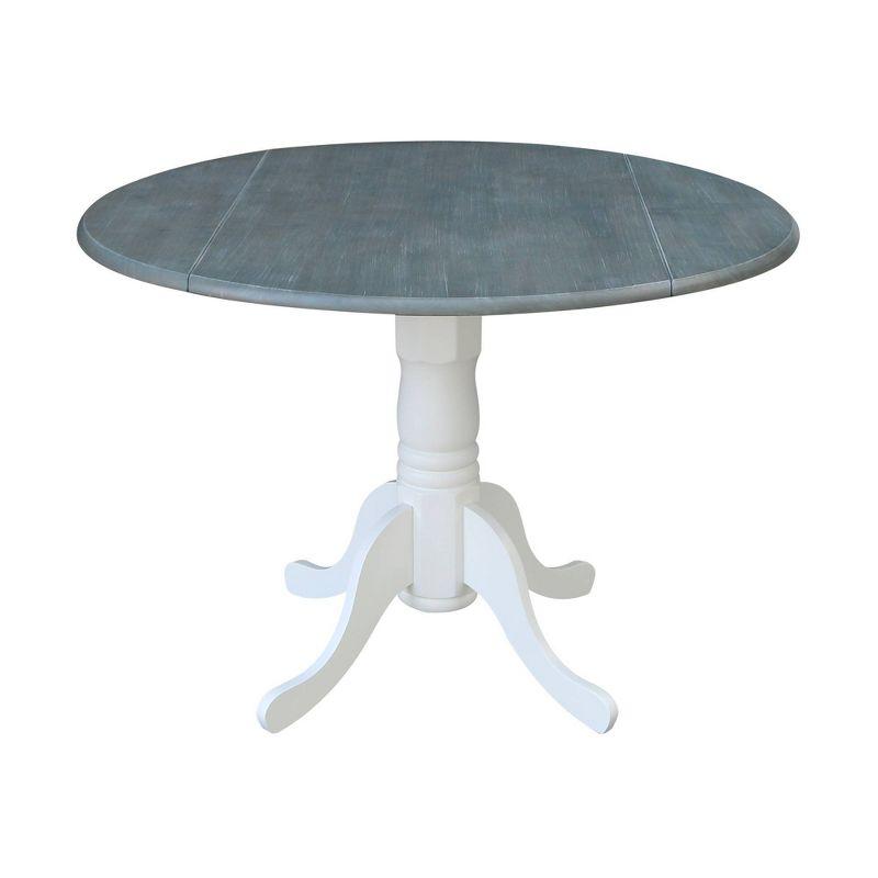 Heather Gray & White 42" Round Wood Extendable Dining Table