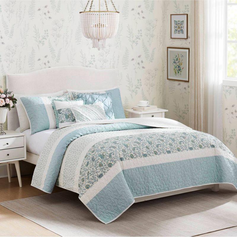Madison Park Dawn 6 Piece Cotton Percale Quilt Set with Throw Pillows
