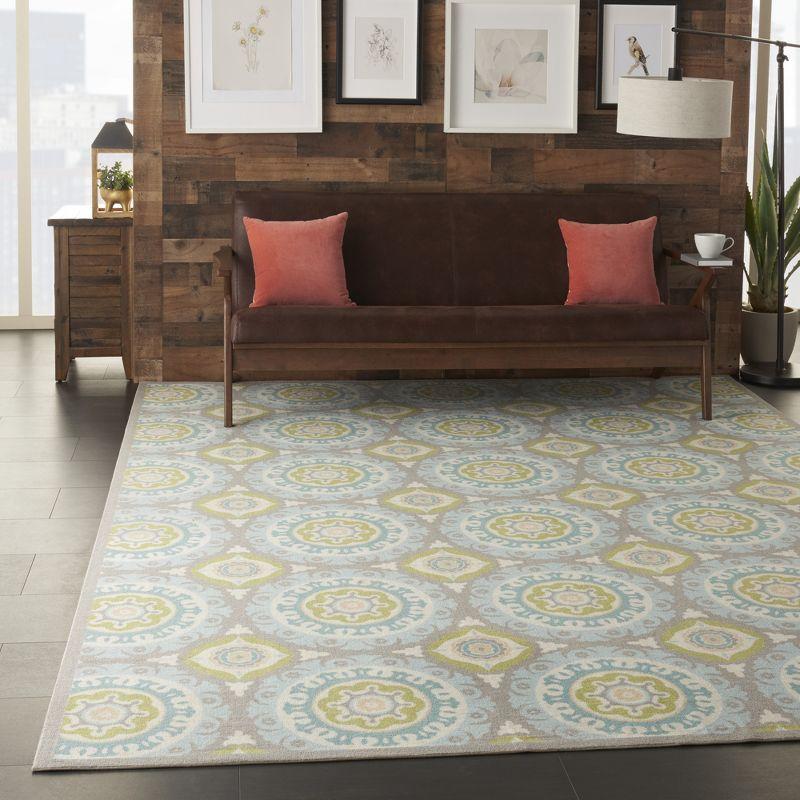 Waverly Sun & Shade "Solar Flair" Jade Indoor/Outdoor Area Rug by Nourison SND16 7'9" x 10'10"