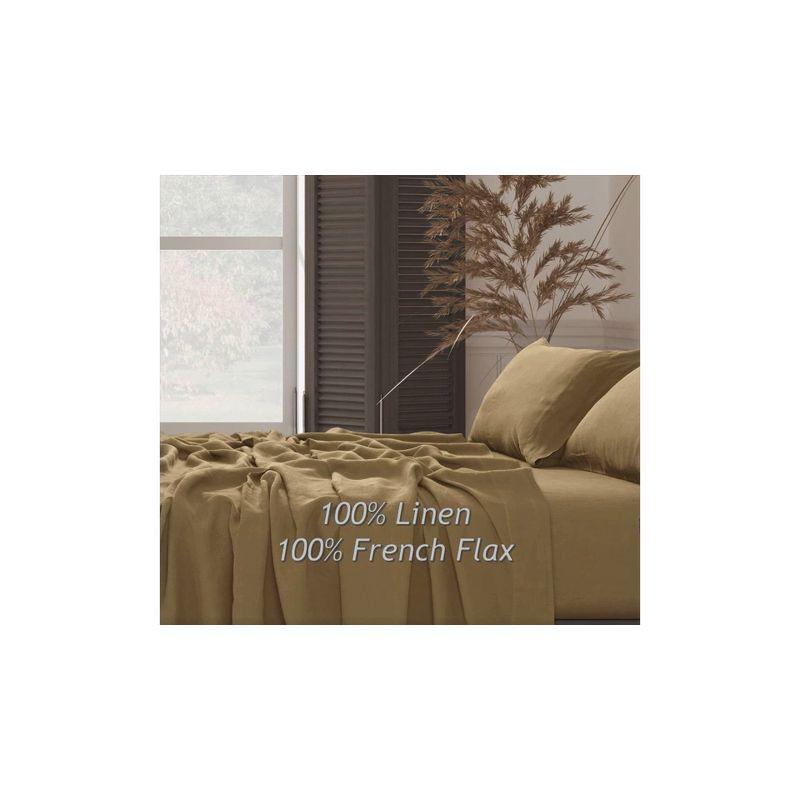 Tribeca Living Standard European Garment Washed Linen Pillowcase Set Jade Green: 100% Linen, Plain Weave, OEKO-TEX Certified