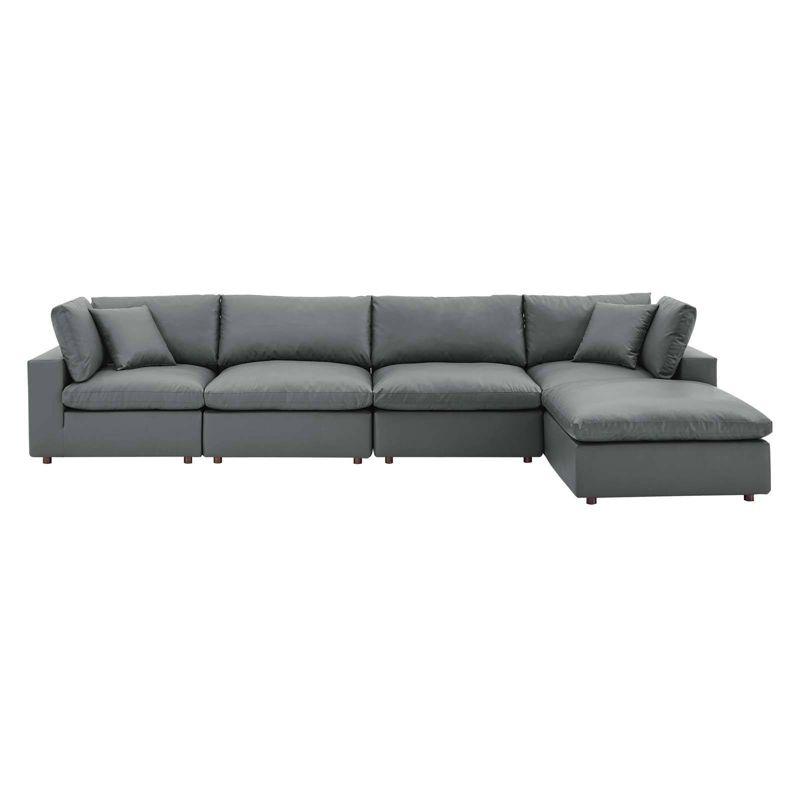 Modway Commix Down Filled Overstuffed Vegan Leather 5-Piece Sectional Sofa