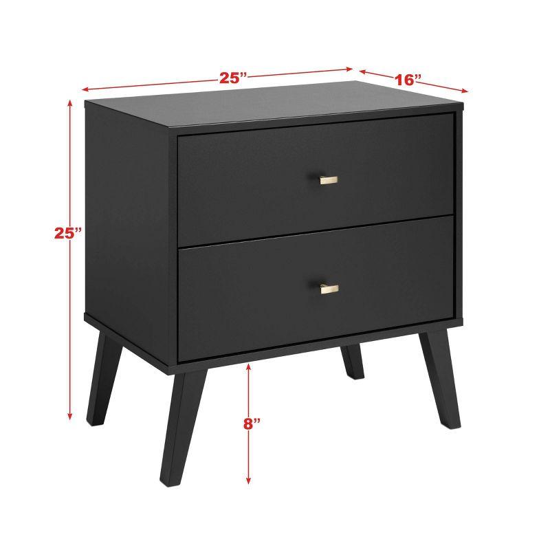 Mid Century Modern 2 Drawer Wide Nightstand  - Prepac