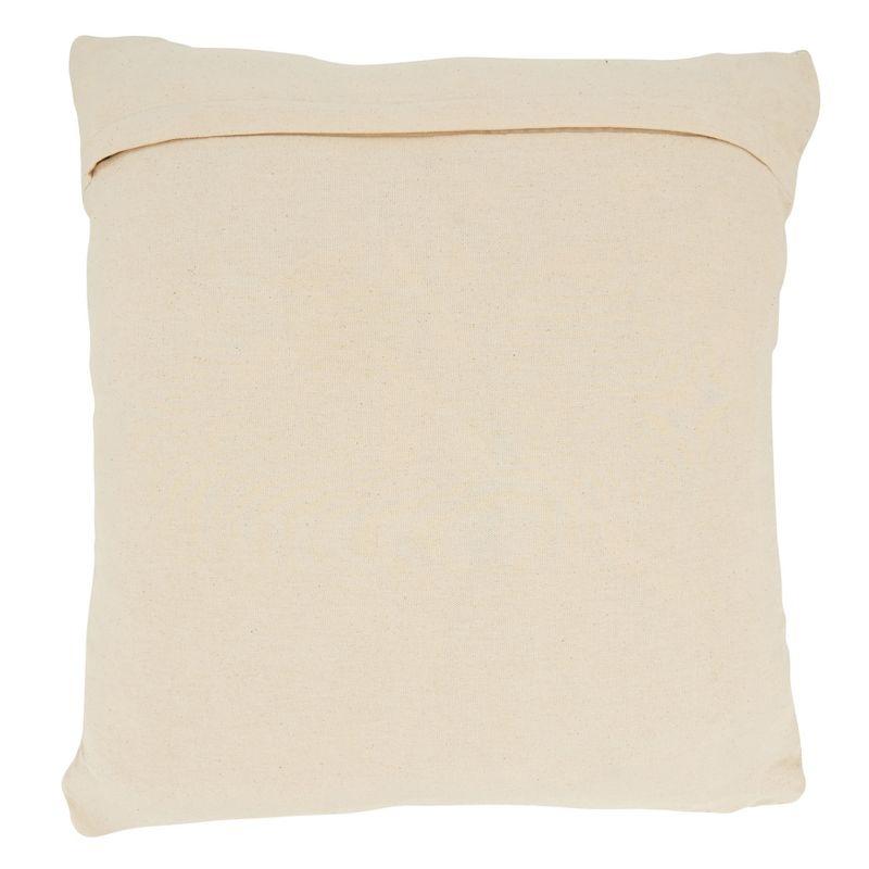 Beige 20" Jute and Cotton Woven Throw Pillow Cover