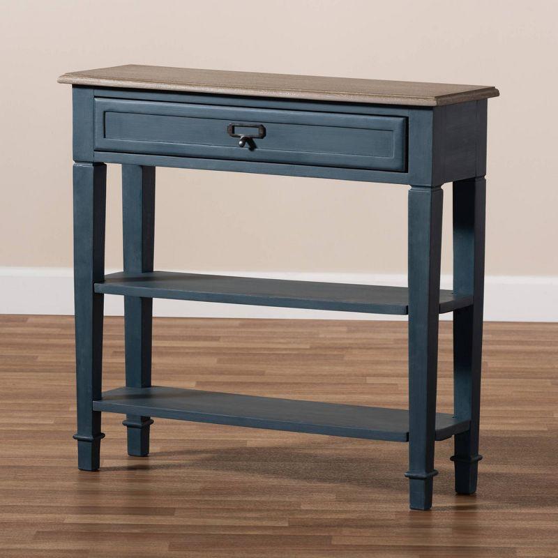 Baxton Studio Dauphine Spruce Finished Wood Accent Console Table Blue: Modern Entryway Furniture, Narrow Design