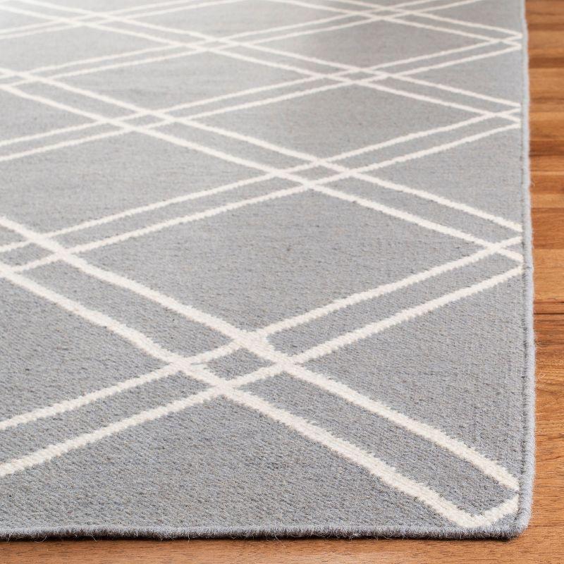 Ivory Square Handmade Wool Flat Woven Dhurrie, 6'x6'