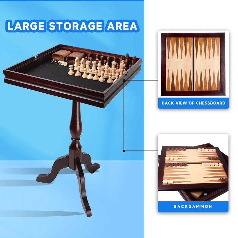GSE Wooden 3-in-1 Chess Checkers Backgammon Table, Chess Checkers Backgammon Combo Game Set