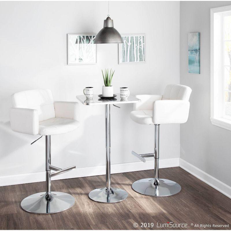 32" Stout Barstool Metal White - LumiSource: Adjustable, Swivel, with Armrests & High Back