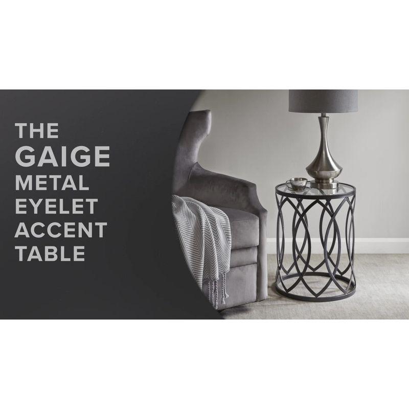 Gaige Metal Eyelet Accent Table: Gold, Glass Top, No Assembly, Modern Design for Living Room - 20.13" High